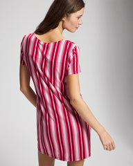 SLEIGHBELL STRIPE RED - Short Sleeve Sleepshirt