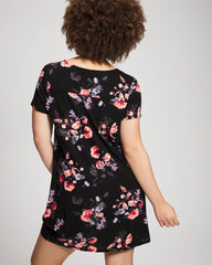 FLORAL DREAMS BLACK - Short Sleeve Sleepshirt