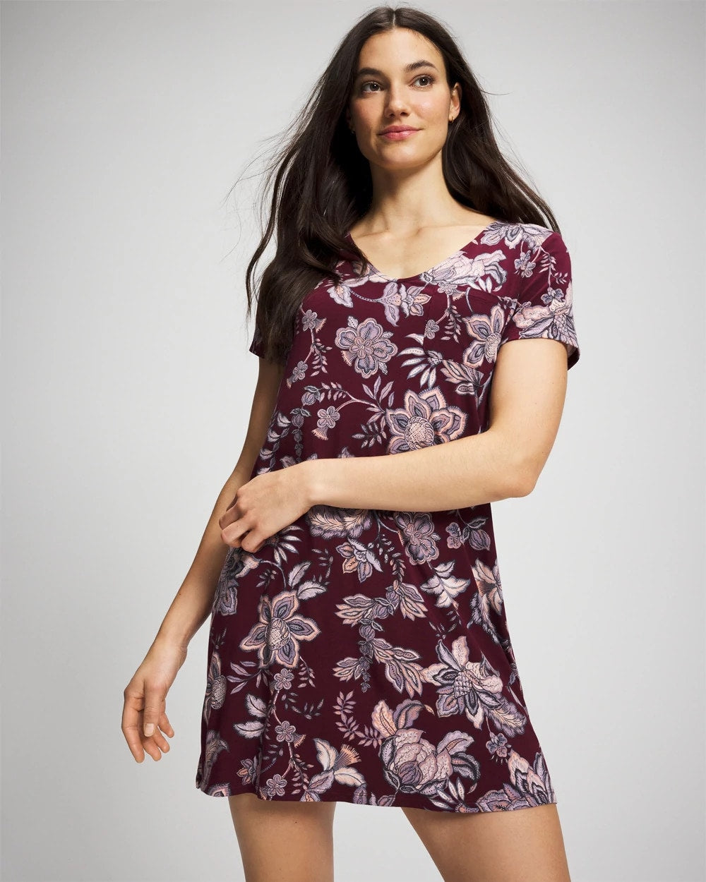 PAISLEY SPLENDOR PLUM - Short Sleeve Sleepshirt