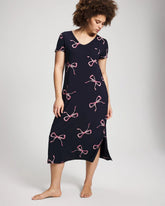 BELOVED BOWS GRAND NAVY - Short Sleeve Long Sleepshirt