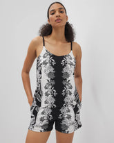 STAMPED FLORAL SCARF BLK - Flyaway Pajama Cami