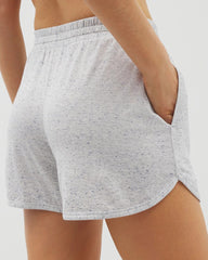 BLUE SLUB - Slub Curved Hem Pajama Short