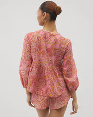 SHOW OFF PAISLEY P GUAVA - Cotton Voile Long Sleeve Pajama Top