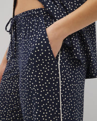 DOT OBSESSED NAVY - Piped Crop Pajama Pants