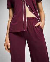 VELVET PLUM - Solid Piped Pajama Pant