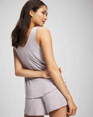 NIGHTCAP STRIPE LILAC ASH - V-Neck Pajama Tank