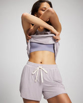 NIGHTCAP STRIPE LILAC ASH - Curved Hem Pajama Shorts