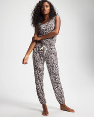 DIVINE LEOPARD TAUPE - Banded Ankle Pajama Pant