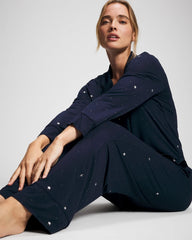 SILVER DEW DROP/NAVY - Printed Pajama Pant