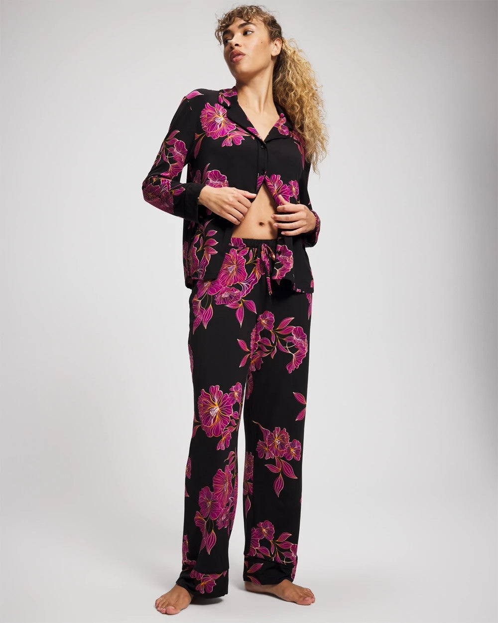 GILDED BLOOMS MAGENTA - Printed Pajama Pant
