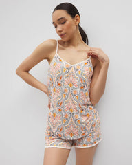 VINE PAISLEY CHAMPAGNE M - V-Neck Pajama Cami