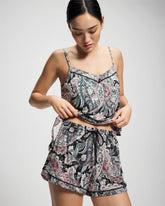 REGAL PAISLEY BLACK - Relaxed Piped Pajama Short