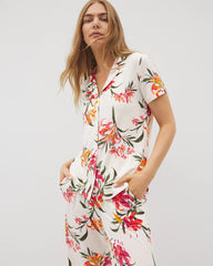 LE TIGRE FLORA CHAMPAGNE - Short Sleeve Notch Collar Pajama Top