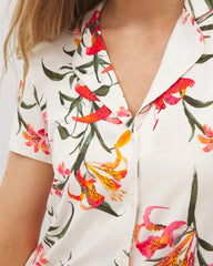 LE TIGRE FLORA CHAMPAGNE - Short Sleeve Notch Collar Pajama Top