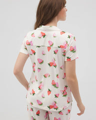 BERRY BEST CHAMPAGNE - Short Sleeve Notch Collar Pajama Top