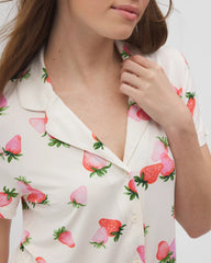BERRY BEST CHAMPAGNE - Short Sleeve Notch Collar Pajama Top