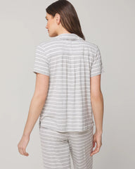 FUNDAMENTAL M HTHR OPAL G - Short Sleeve Notch Collar Pajama Top