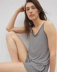 NIGHTCAP STRIPE NAVY - Pom Trim Pajama Cami