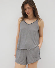NIGHTCAP STRIPE NAVY - Pom Trim Pajama Cami