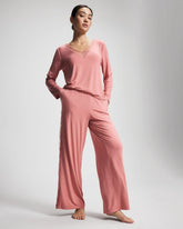 ANTIQUE PINK - Lace Relaxed Wide Leg Pajama Pant