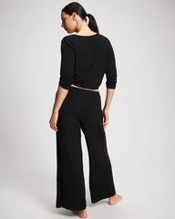 BLACK - Lace Relaxed Wide Leg Pajama Pant