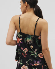 PARADISE PLUMES BLACK - Pajama Cami