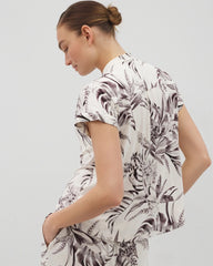 PALM PERFECT CHAMPAGNE - Short-Sleeve Button-Front Pajama Top