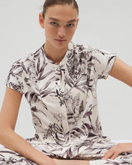 PALM PERFECT CHAMPAGNE - Short-Sleeve Button-Front Pajama Top