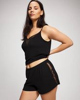 BLACK - Lace Relaxed Pajama Short