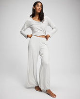 HEATHER FROST - Pointelle Wide Leg Pajama Pant