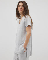 BLUE SLUB - Slub Short Sleeve Tunic Pajama Tee