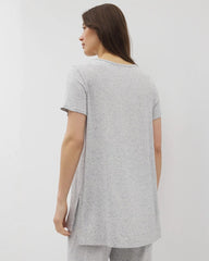 BLUE SLUB - Slub Short Sleeve Tunic Pajama Tee