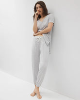 BLUE SLUB - Slub Banded Ankle Pajama Pant