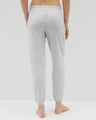 BLUE SLUB - Slub Banded Ankle Pajama Pant