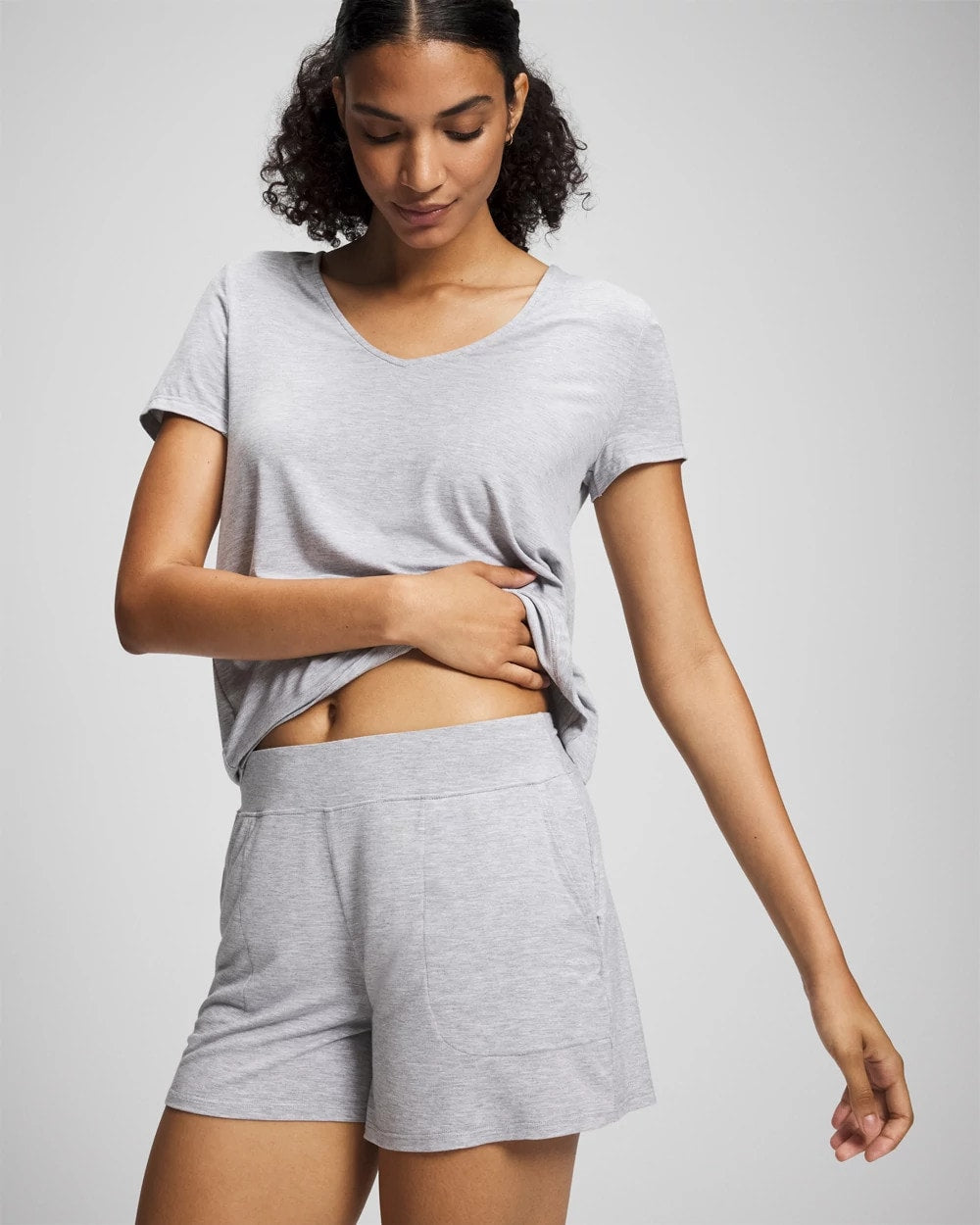 HEATHER OPAL GRAY - Short Sleeve Pajama Tee