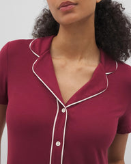 GARNET - Solid Short Sleeve Notch Collar Pajama Top