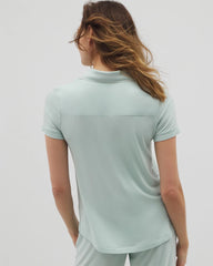 HARBOR GREEN - Solid Short Sleeve Notch Collar Pajama Top