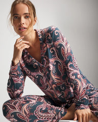 IMPERIAL PAISLEY MD PET - Long-Sleeve Printed Notch Collar Pajama Top