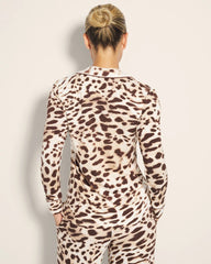 ANIMAL AURA WHITE SMOKE - Long-Sleeve Printed Notch Collar Pajama Top