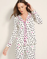 FANCIFUL DOT CHAMPAGNE - Long-Sleeve Printed Notch Collar Pajama Top