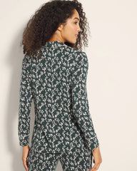 TINY PETALS DK EVERGLADE - Long-Sleeve Printed Notch Collar Pajama Top