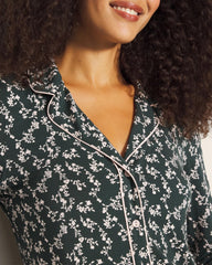 TINY PETALS DK EVERGLADE - Long-Sleeve Printed Notch Collar Pajama Top