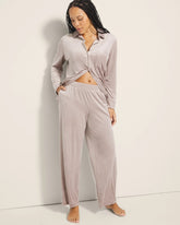 SILVER TAUPE - bed Wide-Leg Pajama Pants