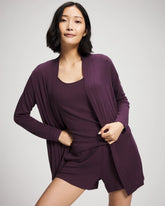 PLUM PERFECT - Lightweight Rib Knit Long Sleeve Wrap