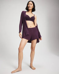PLUM PERFECT - Lightweight Rib Knit Long Sleeve Wrap