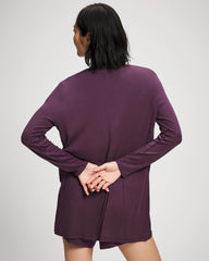 PLUM PERFECT - Lightweight Rib Knit Long Sleeve Wrap