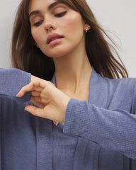 HEATHER DUSK - Lightweight Rib Knit Long Sleeve Wrap