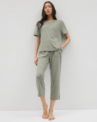 HEATHER HIGHLANDS - Short-Sleeve Pocket Pajama Tee