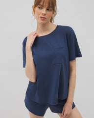 INK BLUE - Short-Sleeve Pocket Pajama Tee