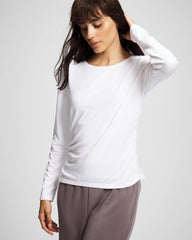 OPTIC WHITE - Ruched Long Sleeve Pajama Tee